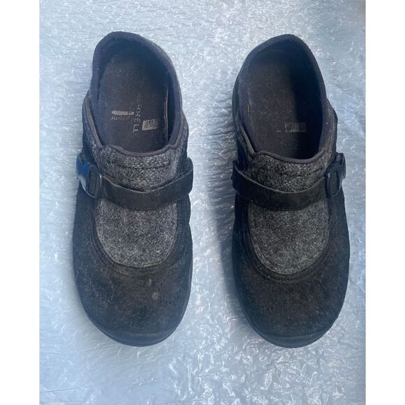 Merrell Women’s Ortholite Black and Grey Buckle Slip On Shoes Sz 8 US - Picture 5 of 9